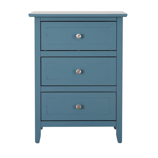 Passion Furniture 25 x 15 x 19 in. Daniel 3 Drawer Teal Nightstand PF-G1316-N-80 - main